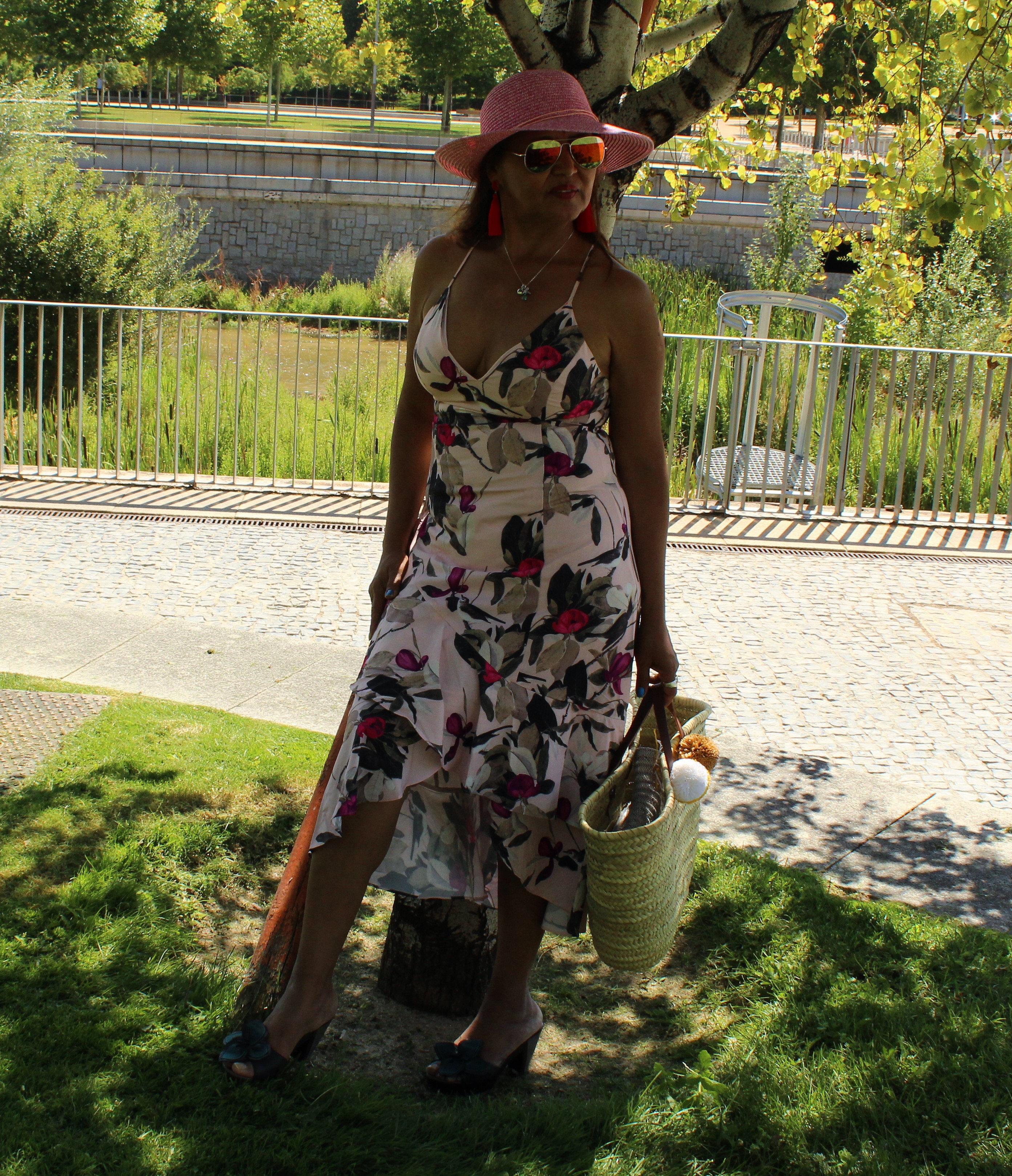 Vestido coctel print rosa