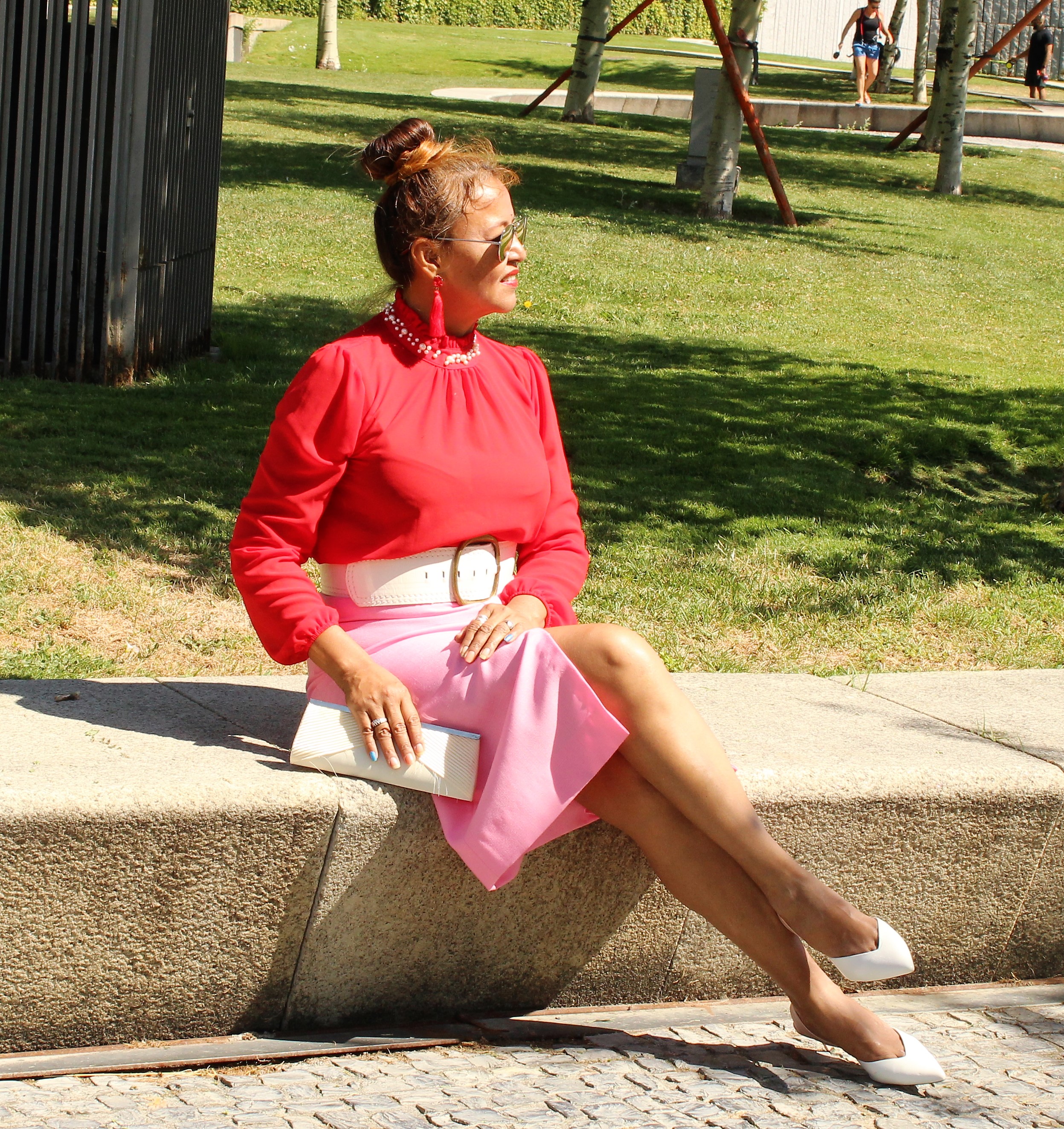 top rojo manga larga