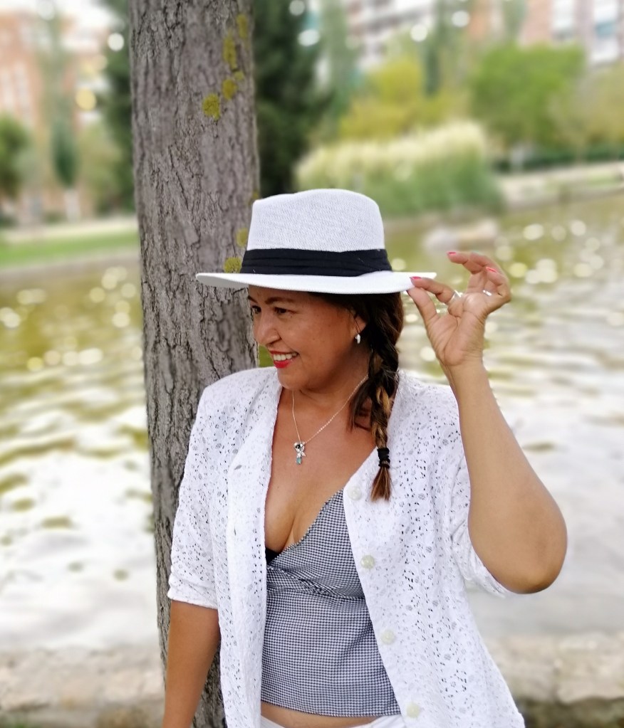 Sombrero de verano blanco unisex con franja negra, Panamá hat.